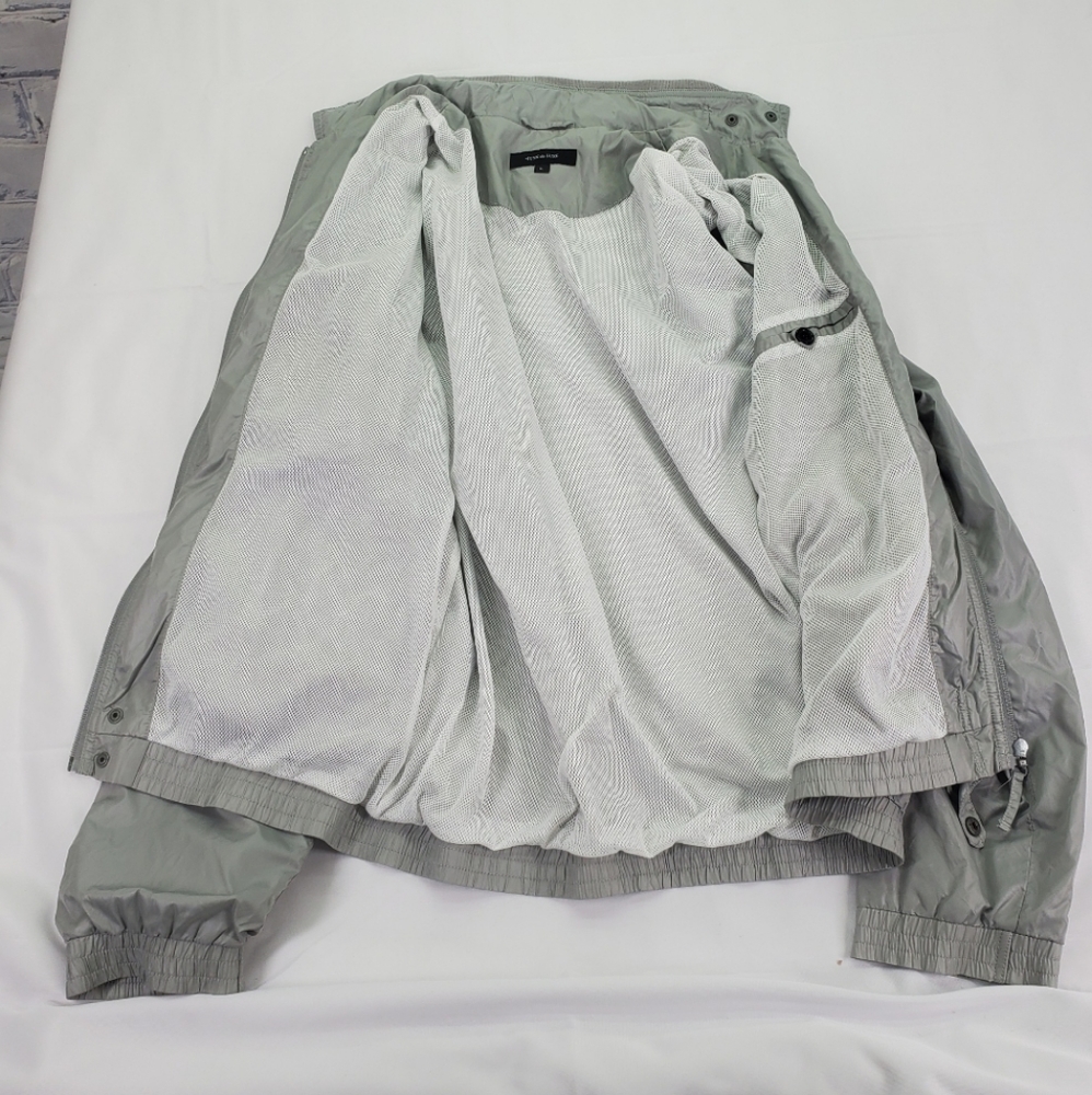 Junk De Luxe Men's Windbreaker Jacket Bomber Gray Silver 100% Nylon Size Large - Picture 5 of 9